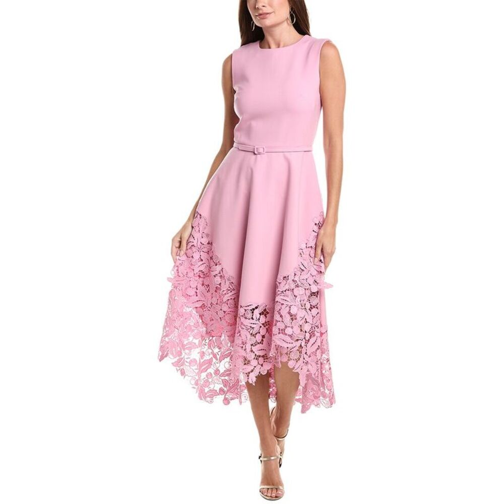 Oscar De La Renta Womens Guipure Wool-Blend Midi Dress, Pink